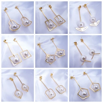 ESSFF 26 Štýly Simulované-Pearl Elegantné Šperky z Nerezovej Ocele, Náušnice Kvapka pre Ženy, Srdce, Mesiac Dlhý Strapec Visieť Earings