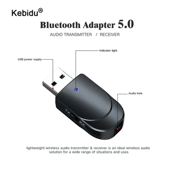 kebidu USB Bluetooth Prijímač Vysielačov 5.0 Bezdrôtové Audio Hudbu Stereo adaptér Dongle s Prepnutie Režimu pre Bluetooth Reproduktor