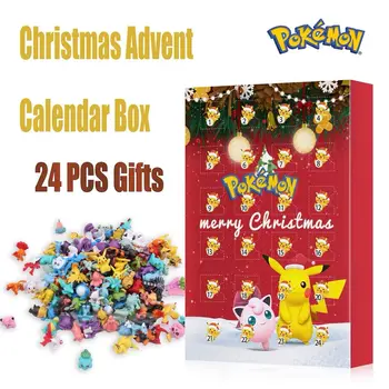 2023 Nového 24 Ks Pokemon Vianočný Adventný Kalendár Box Figúrka Hračky Anime Obrázok Pikachu Navidad Deti Vianočné Gits Box