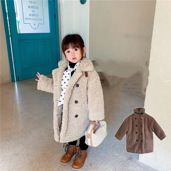 Dievčenské Kabát Dieťa Deti Bunda 2021 Kožušiny Zahustiť Zimné Jeseň Top Teplý Sveter Kabát Bavlna detské Oblečenie