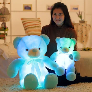 50 cm Svetelný Tvorivé rozsvieti LED macko Vypchaté Zvieratá Plyšové Hračky Farebné Žiariace macko Vianočný Darček pre Dieťa