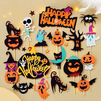 Šťastný Halloween cítil čarodejnice klobúk bat ghost tekvicové Koláč Vňaťou Trick or Treat Strana navrhne Dezert Dekorácie