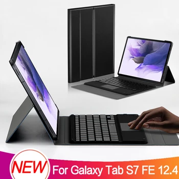 Puzdro Pre Samsung Galaxy Tab S7 FE LTE 12.4 2021 SM-T735C SM-T735 T736 T730 Tablet Bluetooth Klávesnicu, Ochranný Kryt Prípade Shell