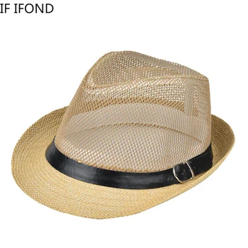 Slamený klobúk Letné pláž hat Priedušná Oka Panamský Klobúk Veľká Hlava Muž Plus Veľkosť jazz klobúk Fedora Klobúk slamený klobúk
