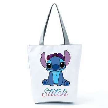 Disney ' Lilo & Stitch Vytlačené Kabelky Vysokou Kapacitou Opakovane Shoppaing Taška Roztomilej Príležitostné Cartoon Pláži Tote Bag Vlastného Vzoru
