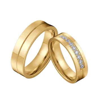 Klasické Muži Ženy MILUJÚ Aliancie Snubné Prstene Sada pre páry, Zlatá Farba nerezová stee šperky prst manželstva krúžok