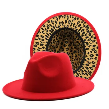 9.5 CM klobúk okraj s leopard tlač fedora mužov a žien štyri sezóny nový klobúk British retro Panama vlna jazz klobúk