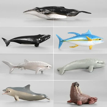 7PCS Realistické Mini Morských Miniatúrne Oceán, More, Zvieratá Figúrky Shark Veľrýb Dolphin Korytnačky, Chobotnice, Ozdoby, Hračky Set pre Deti