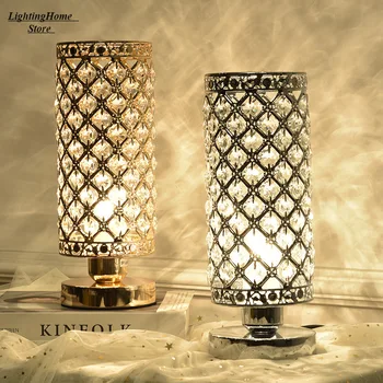 Crystal Stolná Lampa Stolná Lampa Moderné Strieborné Nočnom Stolíku Stolná Lampa Elegantné Dekoračné Posteli Stôl Svetlo Spálňa Drop Shipping