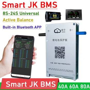 JK Bluetooth Smart BMS 8S - 24S 60A 80A Aktívne Saldo Lítiové Batérie, Ochrana Rada Lifepo4 li-ion batéria 48v 60V batérie monitor