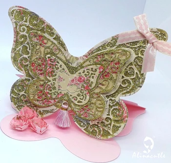 Alinacutle Rezanie Kovov vysekávané 7pc Vrstvený Vintage Čipky Motýľ Zápisník Papier Plavidlá, Ručné Karty Punč Umenie Fréza
