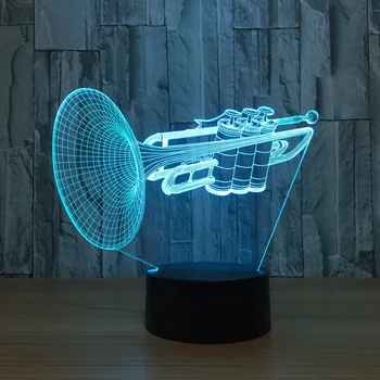 Nástroja Trúbka 3d Nočné Svetlo LED 7 Farby Stôl, stolná Lampa, Hudobné Nástroje, Vybavenie výrobkov Domáce Dekorácie