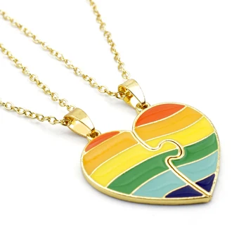 Móda Srdce Rainbow Pár Prívesky, Náhrdelníky Pre Ženy, Mužov LGBT Kovové Smalt Gay Šperky, Náhrdelníky Keychain Príslušenstvo