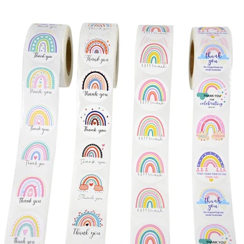 500pcs 1.5 Palca Roztomilý Rainbow Nálepky Kolo Ďakujem Svadobné Dekorácie-Nálepky Dovolenku Strany Darček k Narodeninám Pečenie Nálepky, Štítok