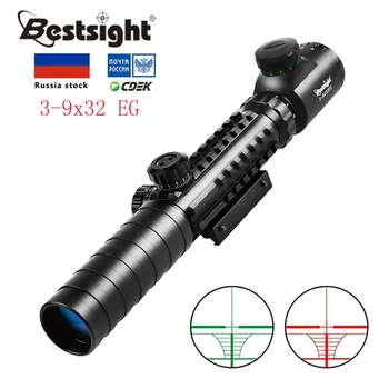 3-9x32EG Taktické Puška rozsah Red&Green Dot Osvetlené Reticle Optický Zameriavač Airsoft Lov Odbory s voľným Kryt Objektívu