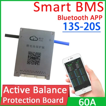 13S na 20S Smart Aktívne Saldo Batérie Ochrany Rada Bluetooth APP BMS 14S 16S 17S 60A Lifepo4 li-ion LTO 48V 60V 72V