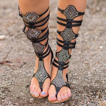 RIBETRINI Hot Predaj Ženy Letné Topánky Ženy Rímsky Štýl Členok Popruh Sandále Nízkom Podpätku Módny Dizajn Nitu Sandále