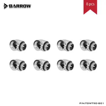 Barrow TDWT90-B01 8PCS 90 Stupňov Montáž G1/4 Kvapalina Vodného Chladenia Upevňovací Systém Pre PC Silver/Black/White/Gold