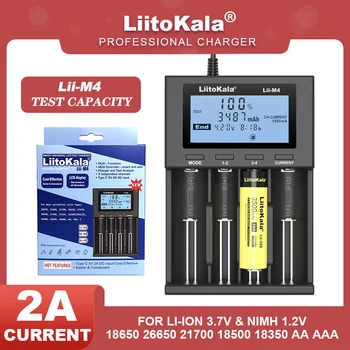 Liitokala Lii-M4 LCD 1.2 V, 3,7 V 18650 18350 18500 21700 14500 26650 21700B AA NiMH Dobíjacie Batérie Lithium-Nabíjačky