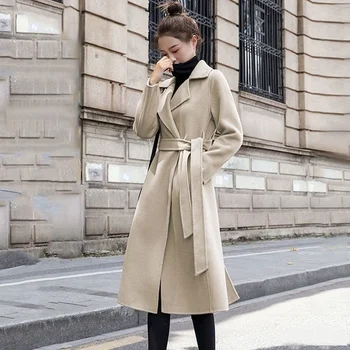 Tracyen Čalúnená Vlnené Kabáty Ženy Zimné 2021 Módne Outwear Strednej Dĺžky Kórejský Hepburn Windbreaker Žena Oblečenie 3 Soid 5 Veľkosť