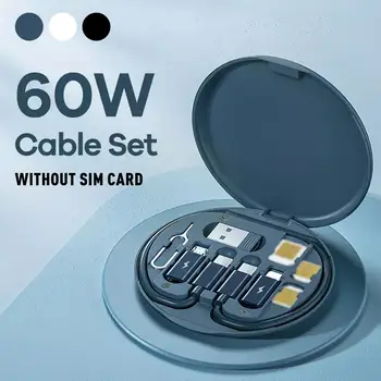 Multifunkčné 60W, USB Dátový Kábel, Rýchle Nabitie Line Nabíjačku EVA Kábel, Cestovné Skladovanie Batérií Nepremokavé Údaje Krabica O9E9