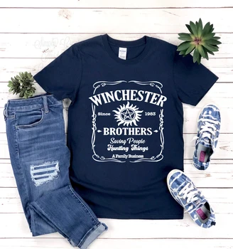 Nadprirodzené Tričko Winchester Bratia Nadprirodzené T-shirt Tv Show Inšpiroval Sam a Dean Tee Vintage Estetické Košele Fanúšikov Darček