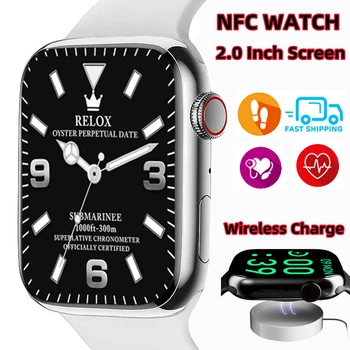 2.0 Palcový NFC Smart Hodinky Muži Ženy IWO Smartwatch 2022 Bezdrôtové Nabíjanie Bluetooth Hovor Športové Fitness Tracker Pre Huawei iphone