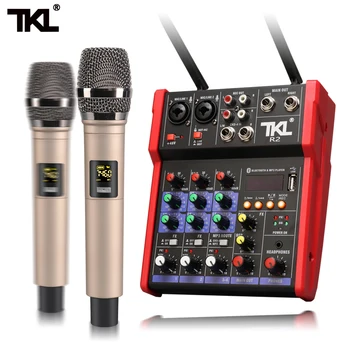 TKL Audio Mixer UHF mikrofón Bluetooth Audio Mixer USB DJ Zvuk Mixing Console 4 Kanál, 48V Phantom Power