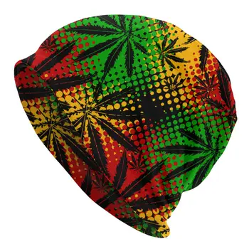 Rasta Marihuany Konope Rastafarian Skullies Čiapky Burín Leaf Klobúky Ulici Čiapky Jeseň Zima Teplej Hlavu Zábal Kapoty Pletený Hat