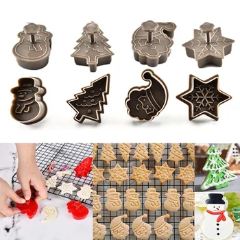 4pcs/set DIY Biscuit Formy 3D Cookie Piest Fréza Pečivo Zdobenie Jedla Fondant Pečenie Plesne Nástroj Vianočný Stromček, Snehuliak