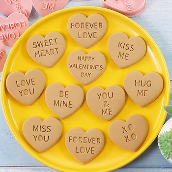 10pcs/Set 3D Valentine ' s Day Cookie Frézy Biscuit Embossers Svadobné Formy DIY Láska Srdce Fondant Pečiatka Tortu Pečenie Nástroje