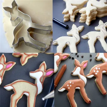 Elk Jeleň Tvar Vianočné Cookie Cutter Fondant Pečiatka Tortu Razba Cookie Formy Cukru Plavidlá Vianočné Pečenie Pečiva Fréza