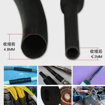 Black Polyolefínov Zmenšuje 1.6-30 mm Zmršťovacej 3 Krát Izolované Chránič Úľavu Boot Kábel Drôt Sleeving elektroinštalačný materiál