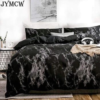 Moderné mramoru vytlačené pierko obliečka na vankúš & perinu, spálňa posteľná bielizeň nastavenie, jednoduché dvojité queen-size king-size posteľ (bez listov)