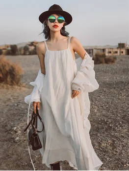 AIGYPTOS Letné Beach Príležitostné Viazacie Šaty Ženy Sexy Split Šaty Krajky-Up Nepravidelný Mliečne Biela Bavlna Vrások Podväzkové Šaty