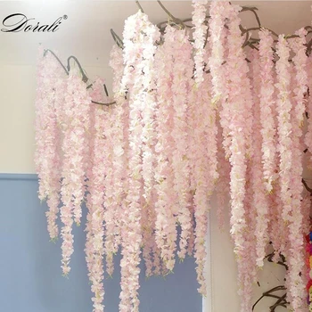 30 cm Čerešňový kvet Viniča Sakura Umelé kvety pre Svadobné party stropov nástenné Závesné ratanové fleur artificielle