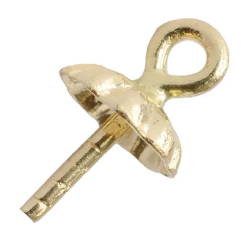 AU750 Pevné 18K Zlata Oko Pin Pearl Pohár Prívesok Charm Konektor Kauciu, šperky DIY zlato zistenia/komponenty