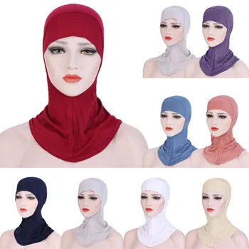 Úplné Pokrytie Vnútorné Spp Moslimských Modálne Bavlna Hidžáb Čiapky Islamskej Hlavu Nosiť Klobúk Underscarf Kosti Kapoty Mujer Ninja Moslimských Headcover