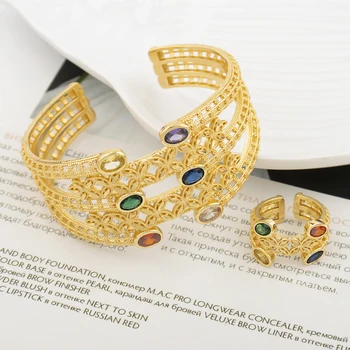 Móda Ženy Náramok Nastaviť Klasické Nové Medené Zlatá Farba Á Módny Náramok Afriky Šperky Pre Ženy Lady Party Svadobný Dar