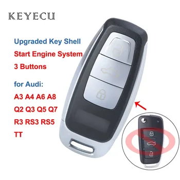 Keyecu Inovované Keyless Diaľkové Tlačidlo púzdro pre Audi A3, A4 A6, A8 Q2 Q3 Q5 Q7 R3 RS3 RS5 TT s Štart Motora Systém 3 Tlačidlá