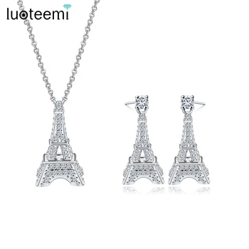LUOTEEMI Módne Trendy Paríž, Eiffelova Veža Náhrdelníky Náušnice Sady pre Ženy, Vianočné Girl Party bijoux femme Sady pre Svadbu