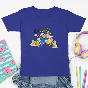 Štyri ročné obdobia Disney Deti T-Shirts Scrooge McDuck Tlač Top Módne Oblečenie Vonkajšie Letné Nové Unisex Tričká Deti O-krku