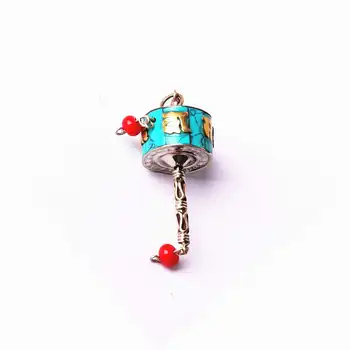 TBP680 Tibetskej Mantry Amulet Prívesky Vložkou Turquoises Krásne Spin Modlitba Mani Kúzlo Koliesko OM MANI PAD MI HUM