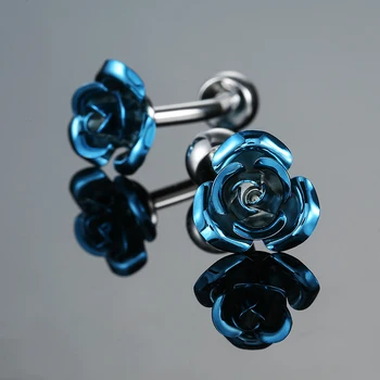 Francúzske Tričko Fashion manžetové gombíky pre Mužov Značky manžetové Gombíky modrá ruža Klasické Vysoko Kvalitné 2018 Nový Príchod Šperky