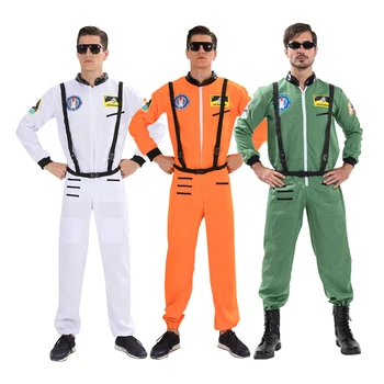 Pánske Astronaut Kostým Cudzie Spaceman Jednotné Halloween Kostýmy pre Dospelých Solid Color Pilot Jumpsuit Purim Karneval Party Oblečenie