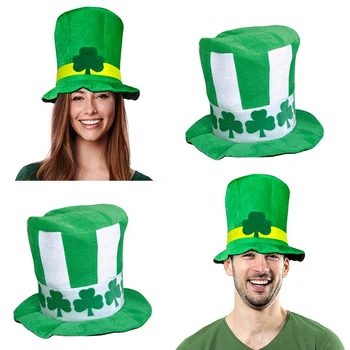 Nové Saint Patricks Deň Leprechaun Klobúk Zelené Biele Pruhované Ďatelina Írsky Velvet Spp