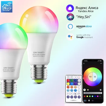 Wifi Smart RGB LED Žiarovka E27 Pozornosti Farebné Čítanie APP/Hlasové Ovládanie s Alexa Yandex 220V Svetlá pre obývaciu izbu zariadené, pri