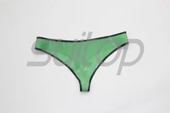 ženy gumené nohavičky latex T-späť Tanga G-string tangá v Trasparent zelená
