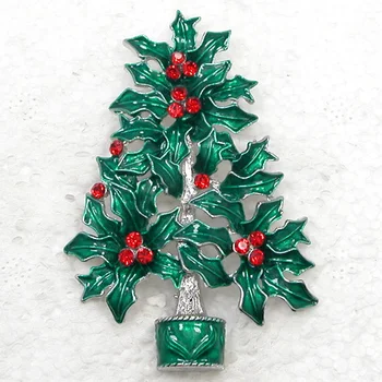 12pcs/veľa Veľkoobchod Módne Brošňa Drahokamu Smalt Vianočný stromček Pin brošne Vianočný Darček C101667