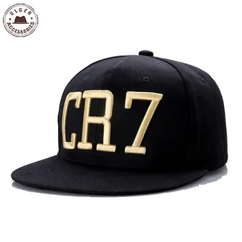 Nové Cristiano Ronaldo CR7 Black šiltovky hip hop Snapback klobúk unisex plochý okraj klobúky nastaviteľné [HUB021]